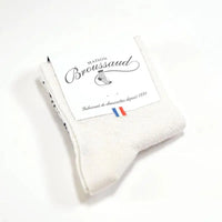 Chaussettes Maille Ajourée Ecru Laine et Soie Maison Broussaud Hersée Paris 9