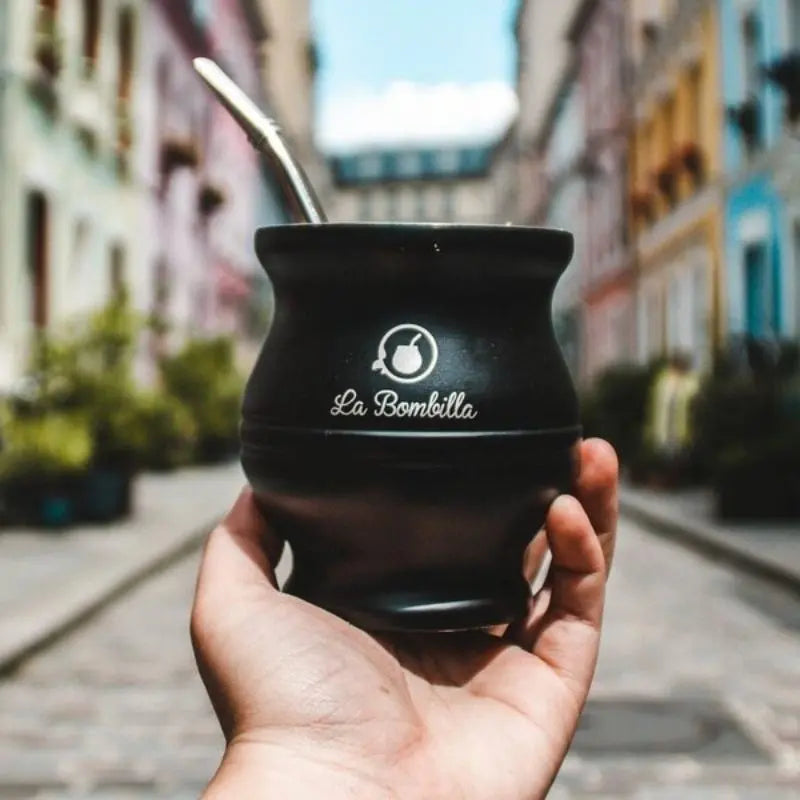 Black stainless mate calabash - Mate cup