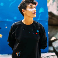 Sweat Mixte brodé Longue Vue Noir Lundi au soleil Hersée Paris 9