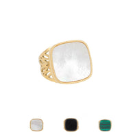 Bague Nérée dorée - Pierre naturelle & finition martelée - Hersée Hersée Hersée Paris 9