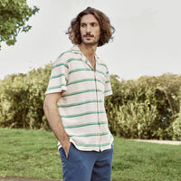 Chemise rayée écrue & verte en maille bouclette – Faguo Faguo Hersée Paris 9