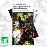 Tablette chocolat noir 74% au géranium Bourbon BIO - La langage des fleurs et des choses muettes - Baudelaire Le Chocolat de Poche Hersée Paris 9