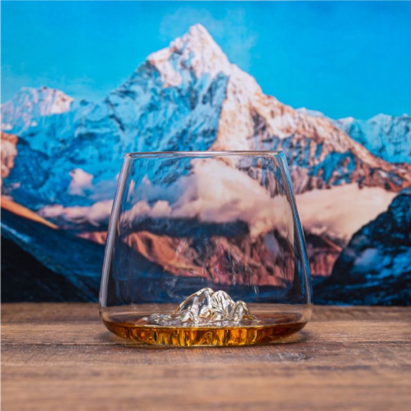 Lot De 4 Verres à Whisky Montagne 310 Ml – Verre Borosilicate Design Unique, Résistant Chaleur, Idéal Whisky & Cocktails
