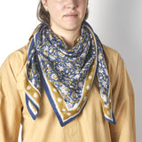 Foulard Indien fleurs indiennes Azur Blue coton - Bonheur du Jour Paris Bonheur du Jour Paris Hersée Paris 9