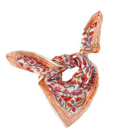 Foulard Indien fleurs indiennes Papaya Orange Rose coton - Bonheur du Jour Paris Bonheur du Jour Paris Hersée Paris 9