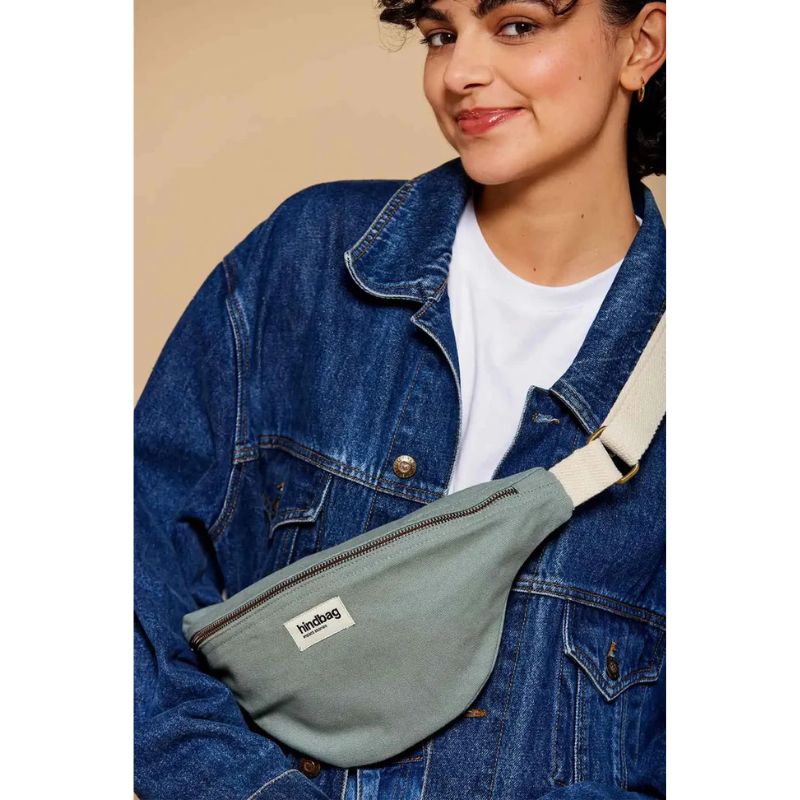 Sac Banane En Coton Recyclé GRS - 25x17x8 Cm, Sangle Réglable - Léger 55g, Double Fermeture éclair