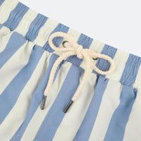 Short de bain rayé écru et bleu clair en polyester recyclé - Faguo