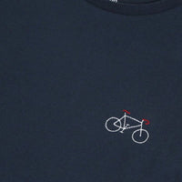 Navy blue recycled cotton Bicycle Embroidery T-shirt 