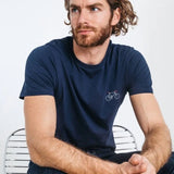 T-shirt Broderie Vélo en coton recyclé marine - Hersée