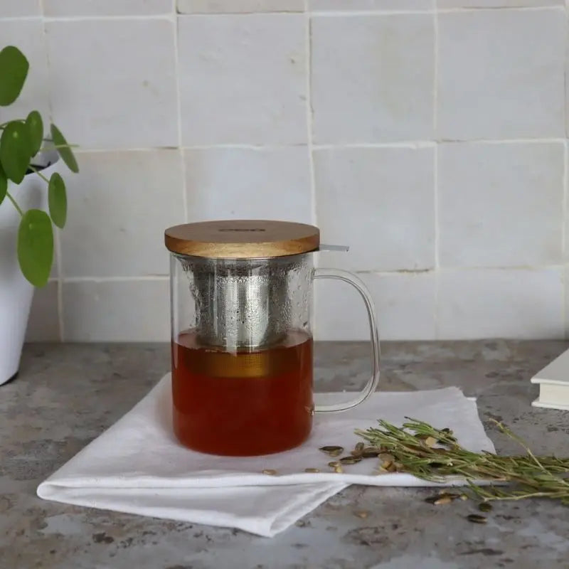 Tisanière Karl En Verre Borosilicate - 300 Ml - Infuseur Inox - Couvercle Bois Acacia - Lave-vaisselle