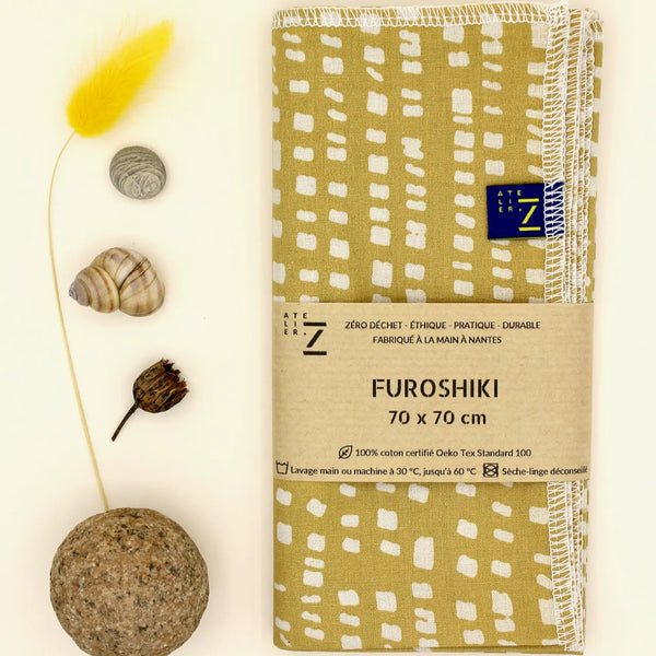 Emballage cadeau - Furoshiki grand (70 x 70cm) Hibiscus Jaune Atelier Z Hersée Paris 9