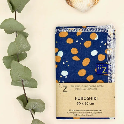 Emballage cadeau - Furoshiki moyen (50 x 50cm) Cumin Bleu Atelier Z Hersée Paris 9