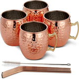 Coffret 4 mugs martelés inox plaqués cuivre Moscow Mule avec pailles et goupillon Oak & Steel Hersée Paris 9
