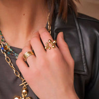 Bague Mélétée feuille dorée Hersée Hersée Paris 9