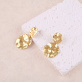 Boucles d’oreilles Thalassa duo de pastilles ondulées brossées dorées Hersée Hersée Paris 9