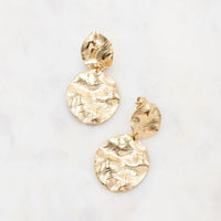 Boucles d’oreilles Thalassa duo de pastilles ondulées brossées dorées Hersée Hersée Paris 9