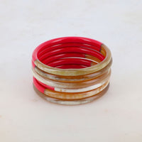 Bracelet jonc en corne bicolore - Laqué doré & fait main – Hersée Hersée Hersée Paris 9