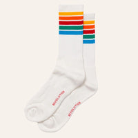 Chaussettes Jacquard Crew blanches rayées rétro coton bio - Revolution Revolution Hersée Paris 9