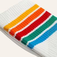 Chaussettes Jacquard Crew blanches rayées rétro coton bio - Revolution Revolution Hersée Paris 9