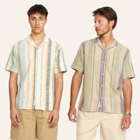 Chemise manches courtes col cubain rayée coton bio - Revolution Revolution Hersée Paris 9