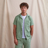 Chemise Paiolive manches courtes jacquard vert clair coton et viscose - Faguo Faguo Hersée Paris 9