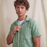 Chemise Paiolive manches courtes jacquard vert clair coton et viscose - Faguo Faguo Hersée Paris 9