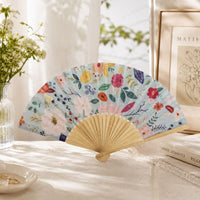Éventail pliant fleuri en bambou et tissu 21 cm Hersée Hersée Paris 9