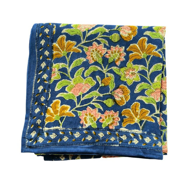 Foulard Indien fleurs indiennes Bohemian Blue Green coton - Bonheur du Jour Paris Bonheur du Jour Paris Hersée Paris 9