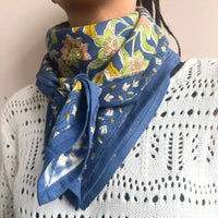 Foulard Indien fleurs indiennes Bohemian Blue Green coton - Bonheur du Jour Paris Bonheur du Jour Paris Hersée Paris 9