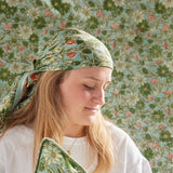 Foulard Indien fleurs indiennes Meera Blue Green coton - Bonheur du Jour Paris