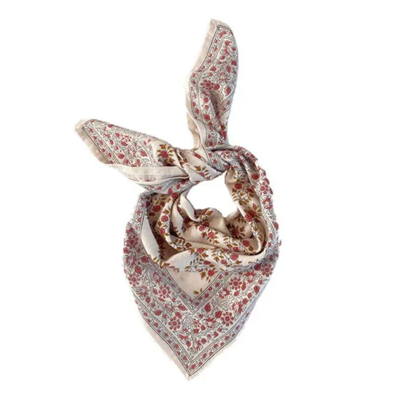Foulard Indien fleurs indiennes Primerose rosée coton - Bonheur du Jour Paris Bonheur du Jour Paris Hersée Paris 9