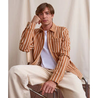 Surchemise Gastine rayée brique écru coton bio - Faguo Faguo Hersée Paris 9