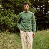 Sweat matelassé Bussy col rond vert coton recyclé - Faguo Faguo Hersée Paris 9