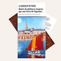 Tablette-livre « Récits de pêcheurs inspirés par une terre de légendes » - chocolat au lait 45% caramel beurre salé bio 80g - Le Chocolat de Poche Le Chocolat de Poche Hersée Paris 9